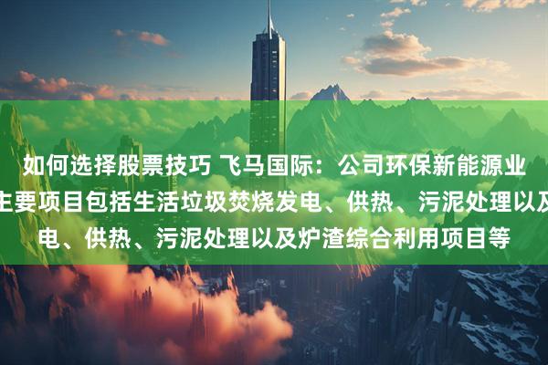 如何选择股票技巧 飞马国际：公司环保新能源业务板块目前在运营的主要项目包括生活垃圾焚烧发电、供热、污泥处理以及炉渣综合利用项目等