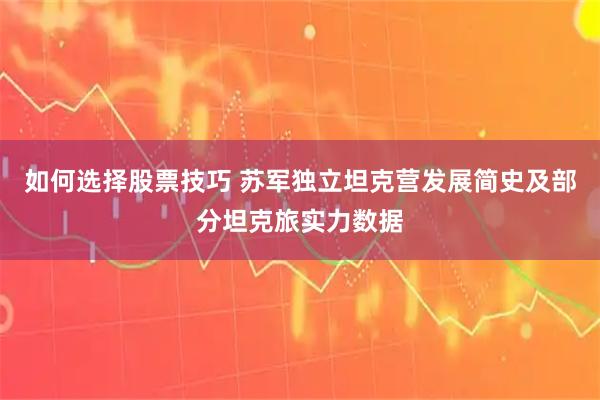 如何选择股票技巧 苏军独立坦克营发展简史及部分坦克旅实力数据