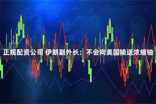 正规配资公司 伊朗副外长：不会向美国输送浓缩铀